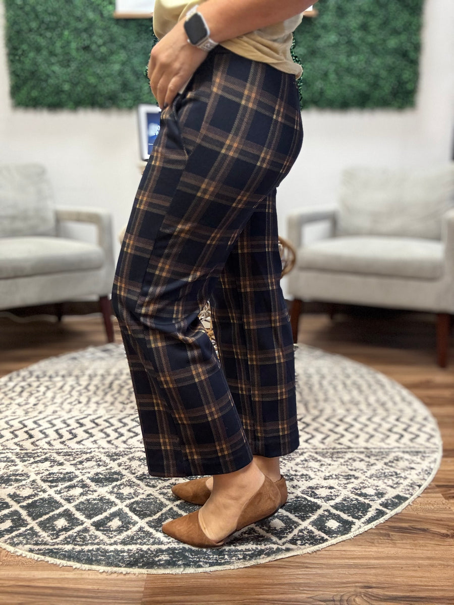 Liverpool - Mabel Plaid Crop Wide Leg Pants