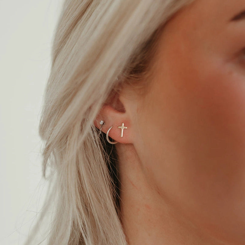Cross Stud Earrings | Waterproof
