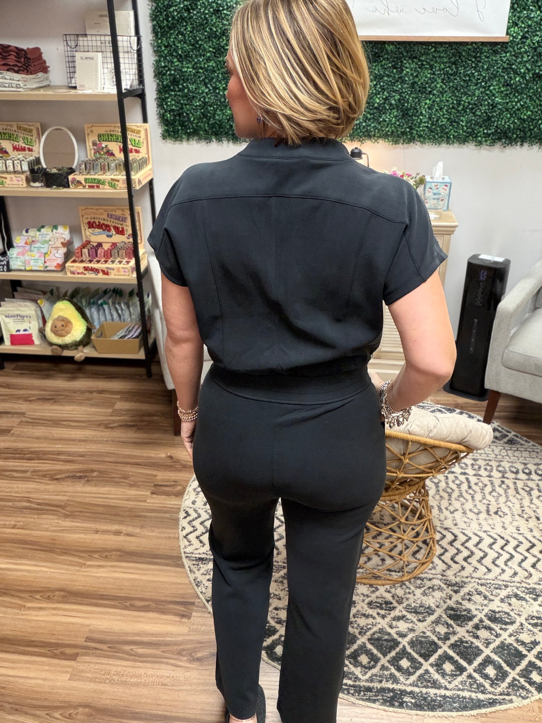 Modal Zip-Front Jumpsuit - Black