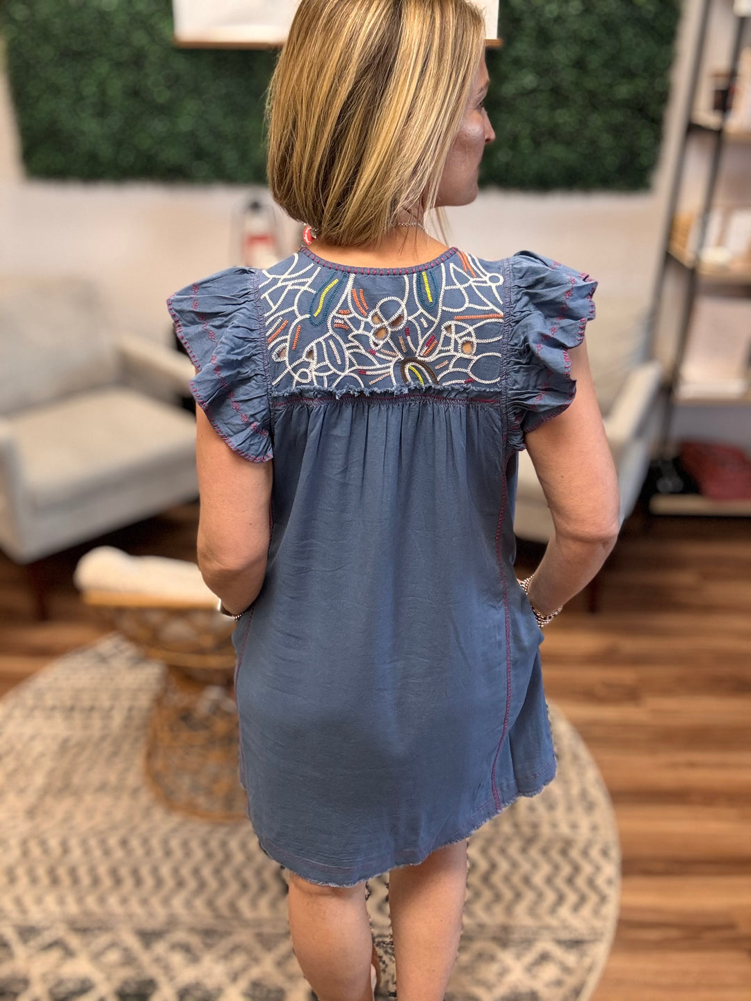 Liverpool - Flutter Sleeve V-Neck Woven Dress