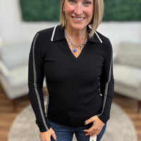 Liverpool - Long Sleeve V-Neck Collared Sweater