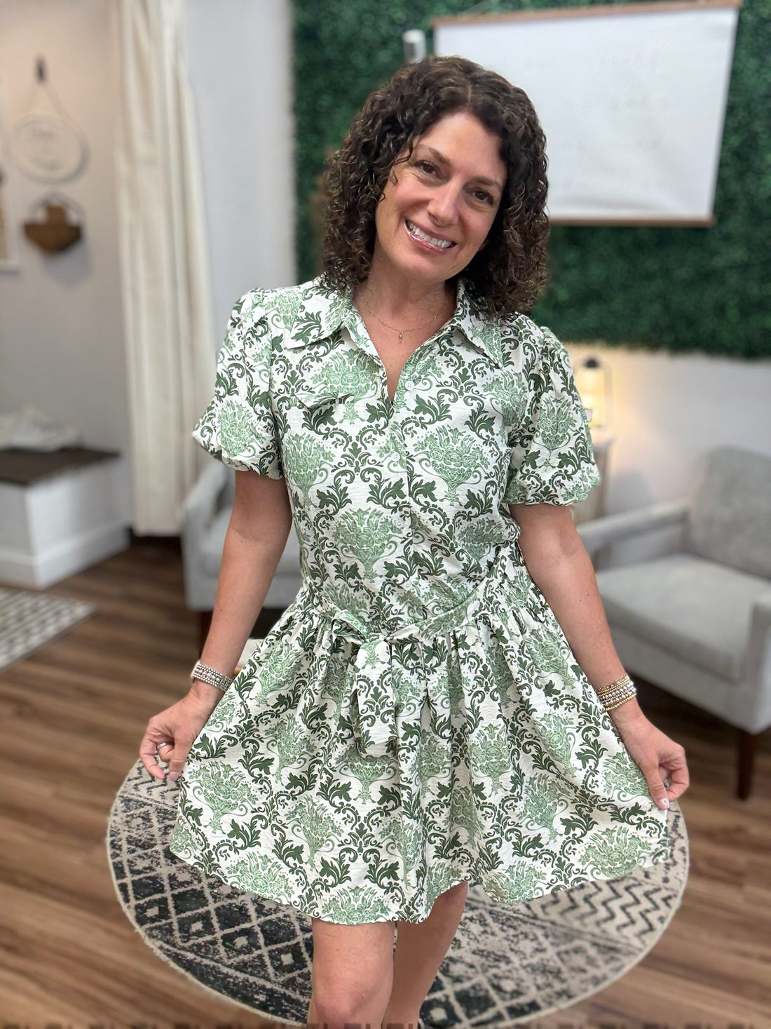 Southern Charm Damask Shirt Dress