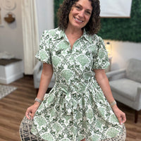 Southern Charm Damask Shirt Dress