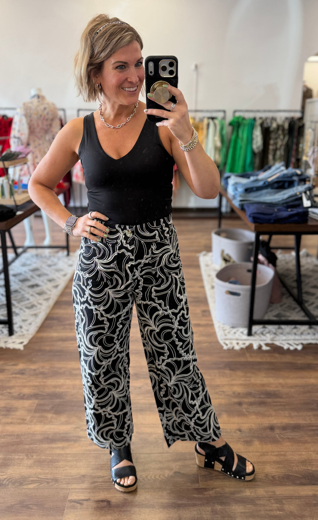 Midnight Magnolia Wide Leg Pants