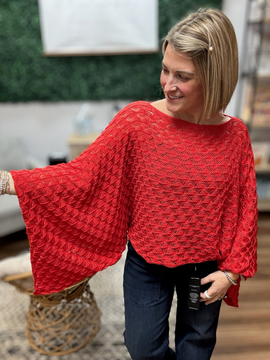 Free Spirit Bell Sleeve Sweater - Red