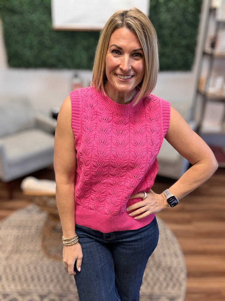 Fresh Start Knit Sweater Vest - Hot Pink