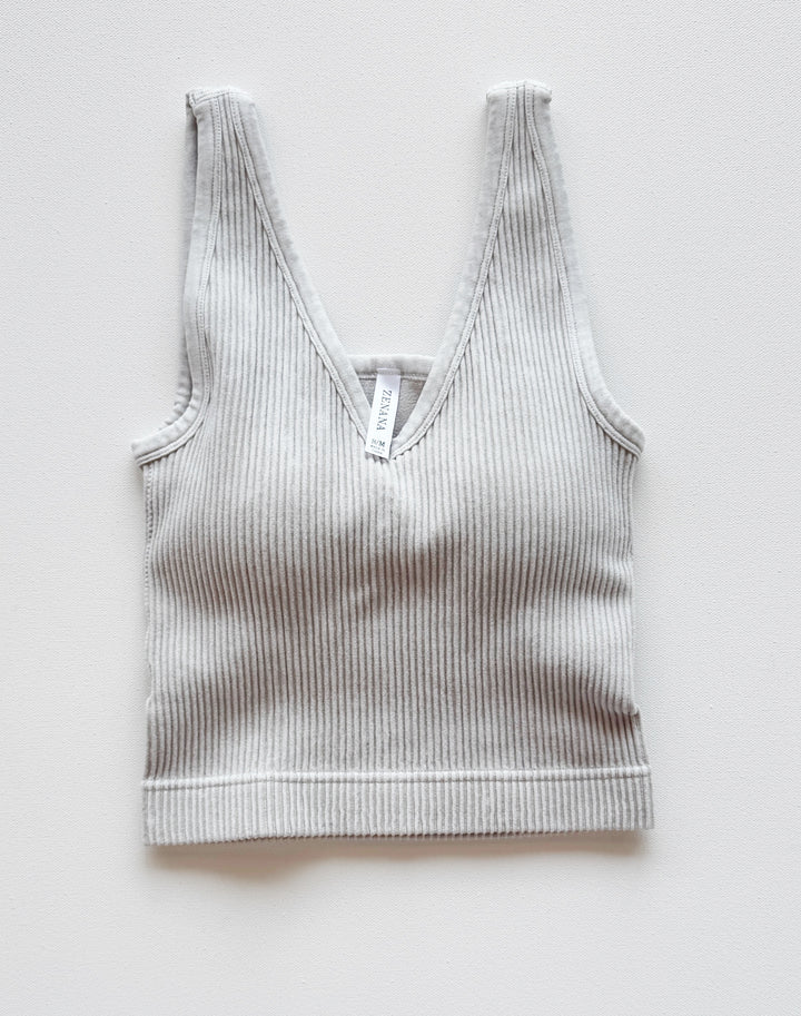 Mineral Washed Tank with Built-In Bra