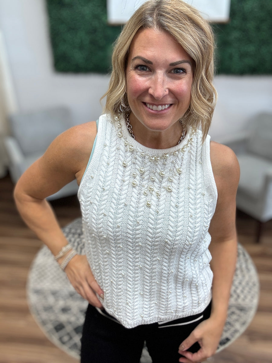 Elle - Pearl Knit Tank - Ivory