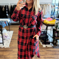 Michelle - Flannel Plaid Longline Shacket