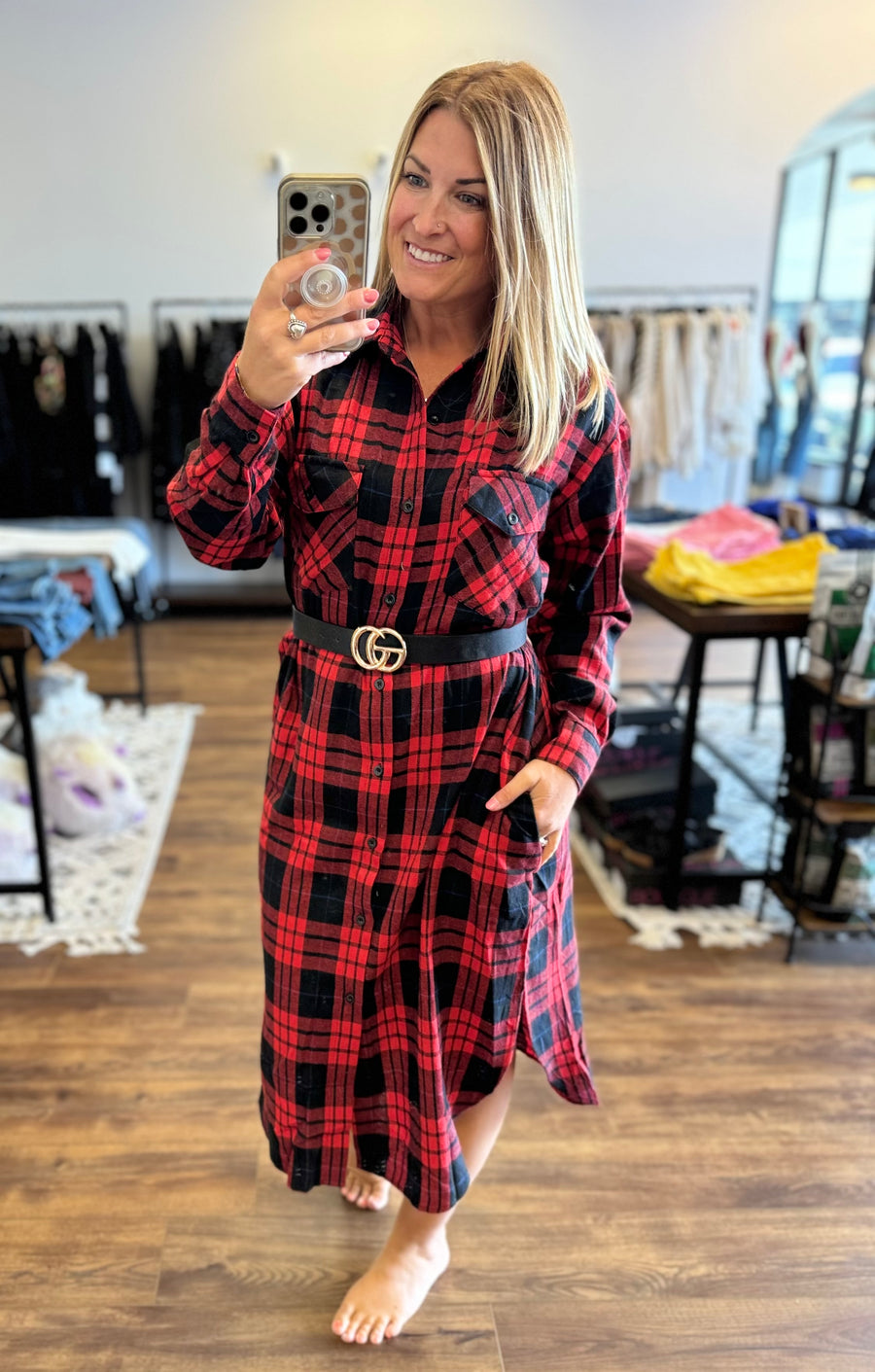 Michelle - Flannel Plaid Longline Shacket