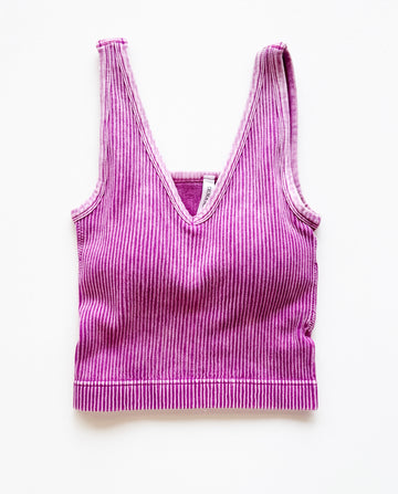 Mineral Washed Tank with Built-In Bra