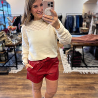 New York Minute Faux Leather Shorts - Red