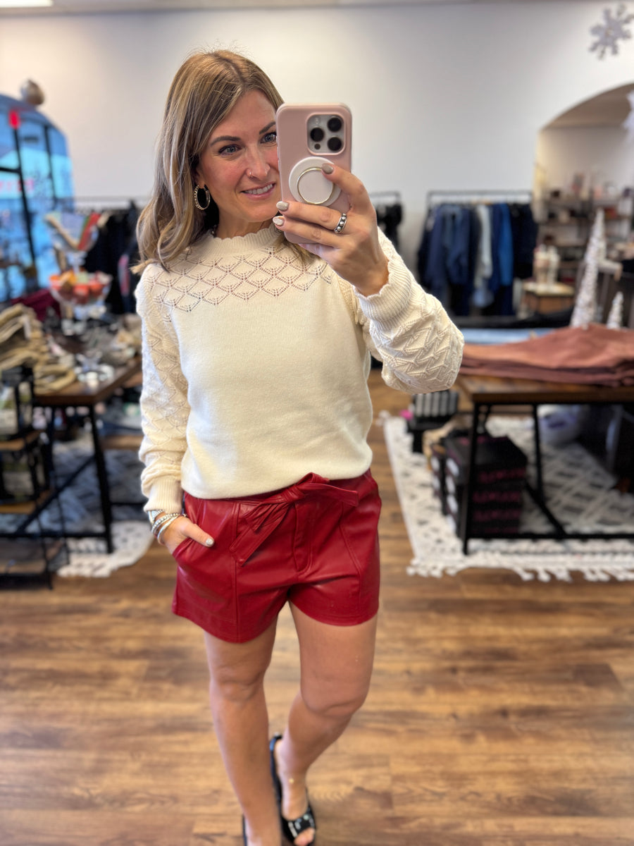 New York Minute Faux Leather Shorts - Red