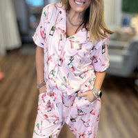 Pop the Bubbly Button Down Pajama Set