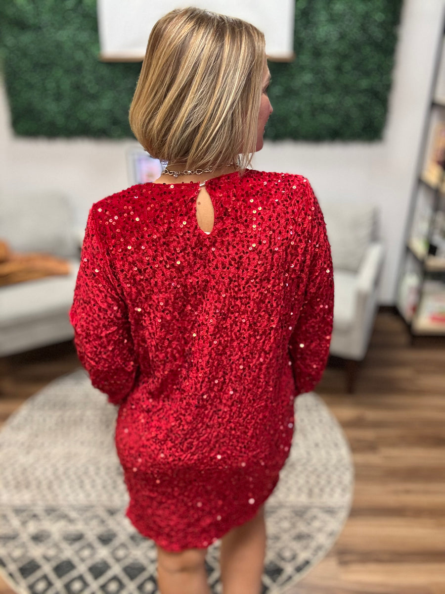 Old Flame Sequin Dress - Red