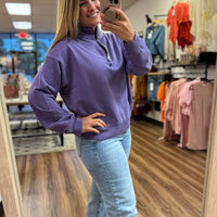 French Terry Pigment Dyed Pullover - Purple