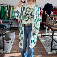 Luck 'o the Irish Checkered Cloud Cardigan