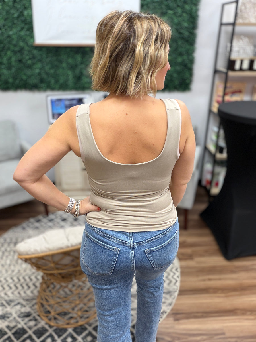 Seamless Tank Top with Shelf Bra - Ash Mocha