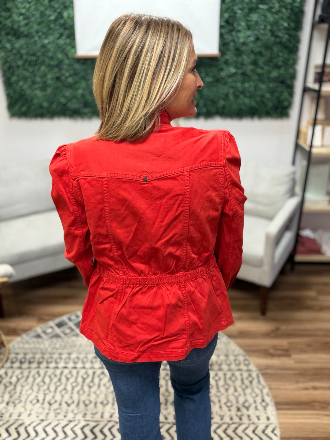 Liverpool - Puff Sleeve Trucker Jacket W/ Ruffle Collar