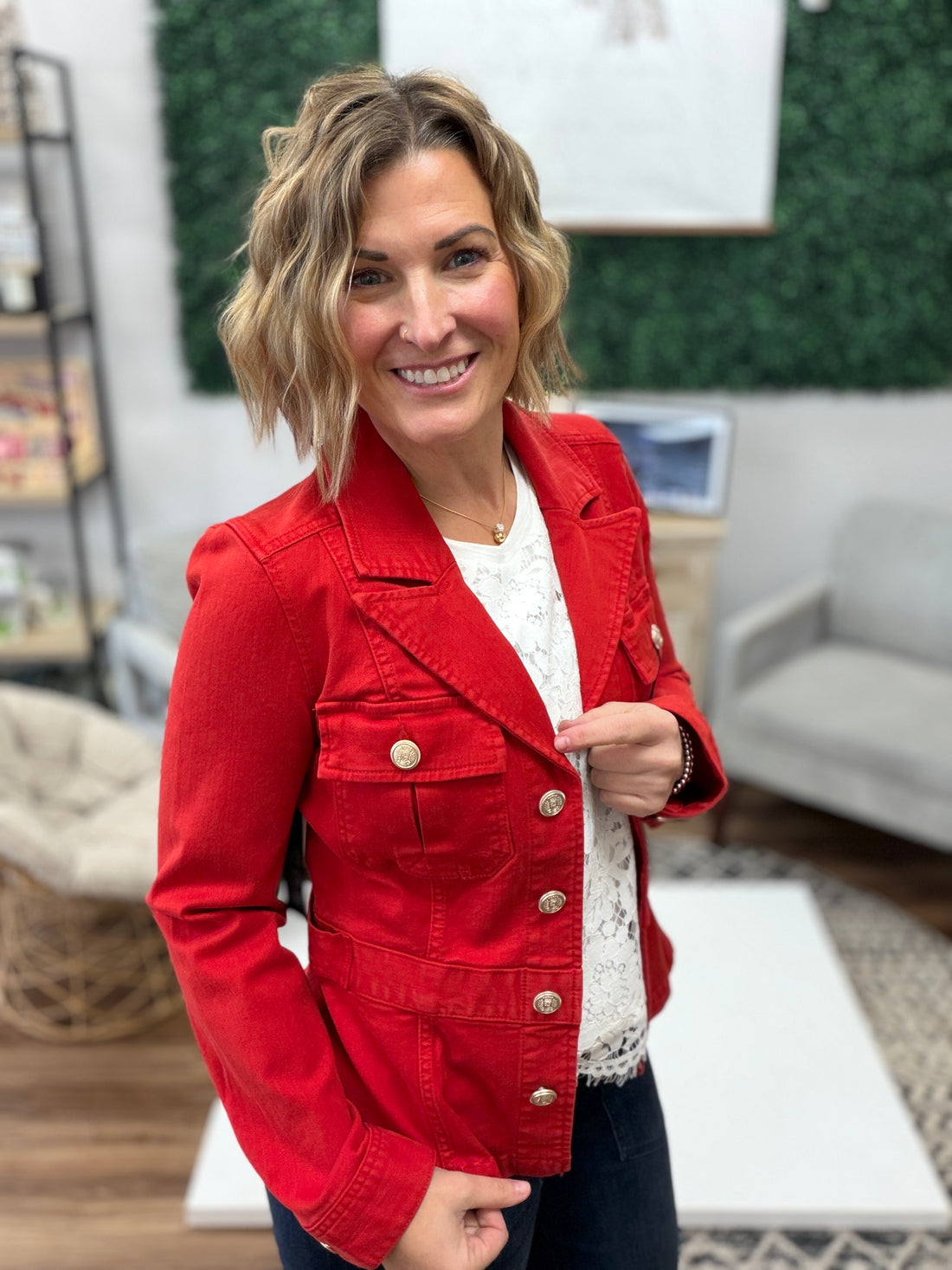 Liverpool - Peplum Jacket with Tab Detail