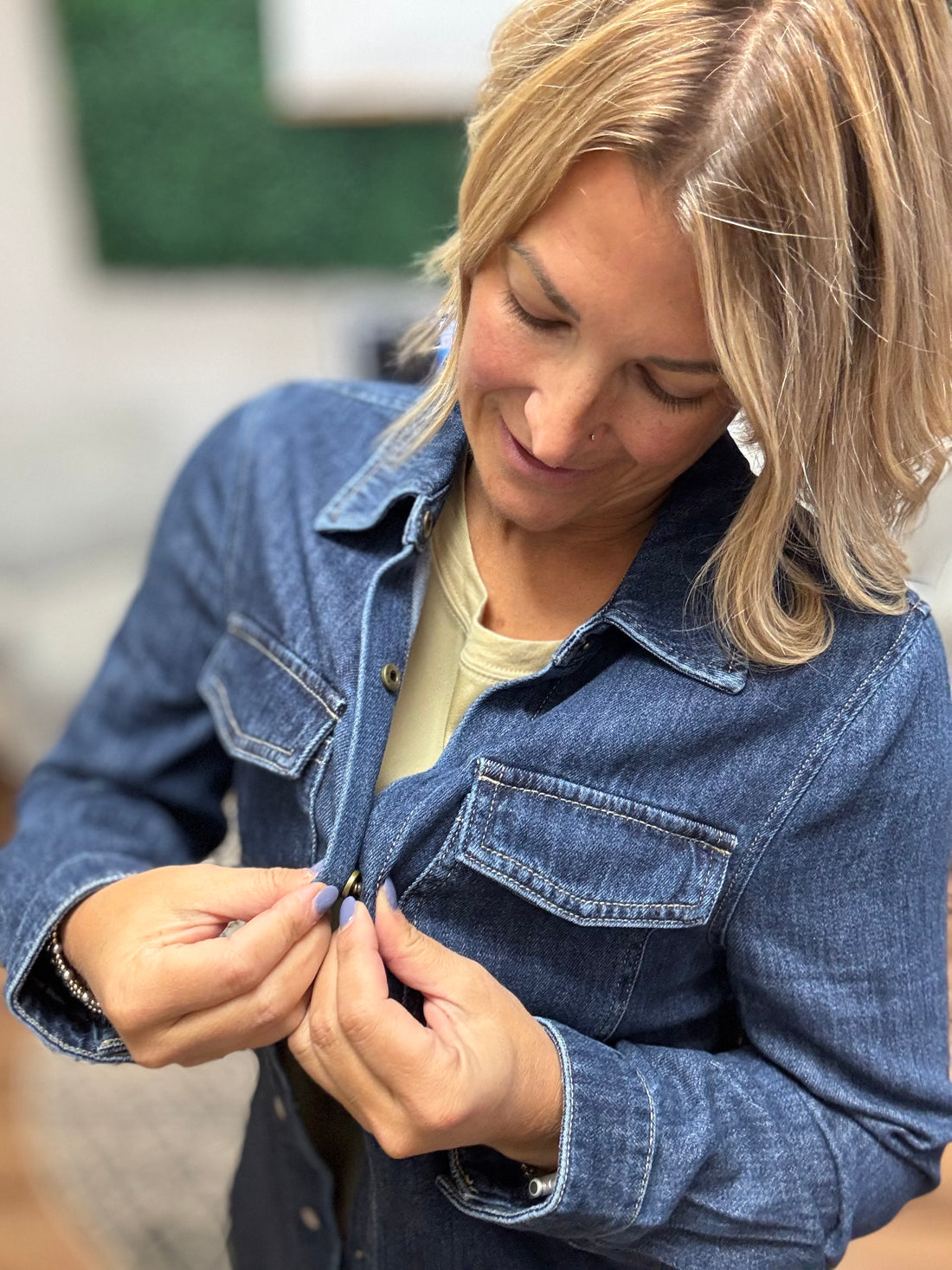 Liverpool | Denim Button Down Shacket