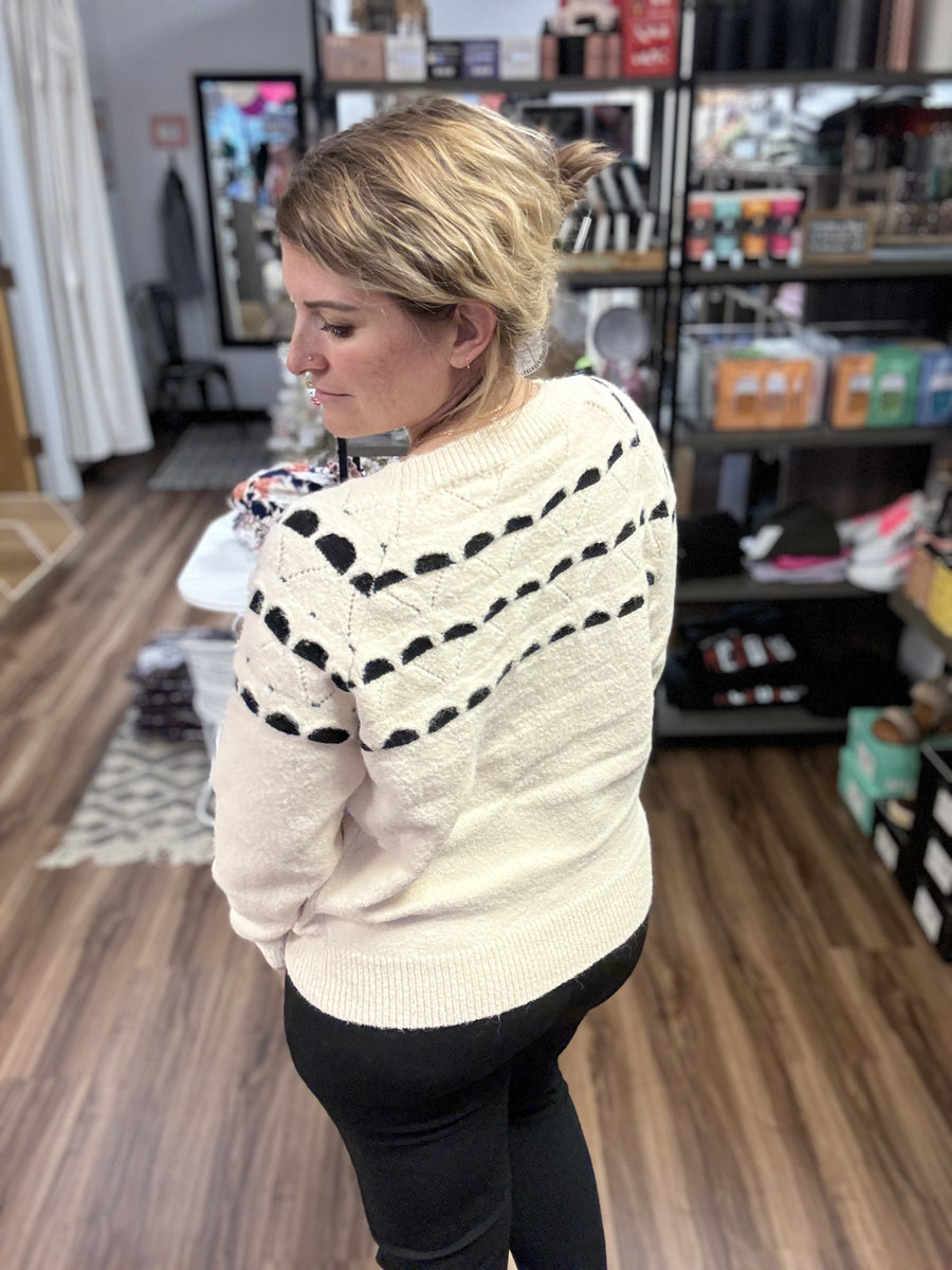 Ellie - Pattered Raglan Sleeve Sweater