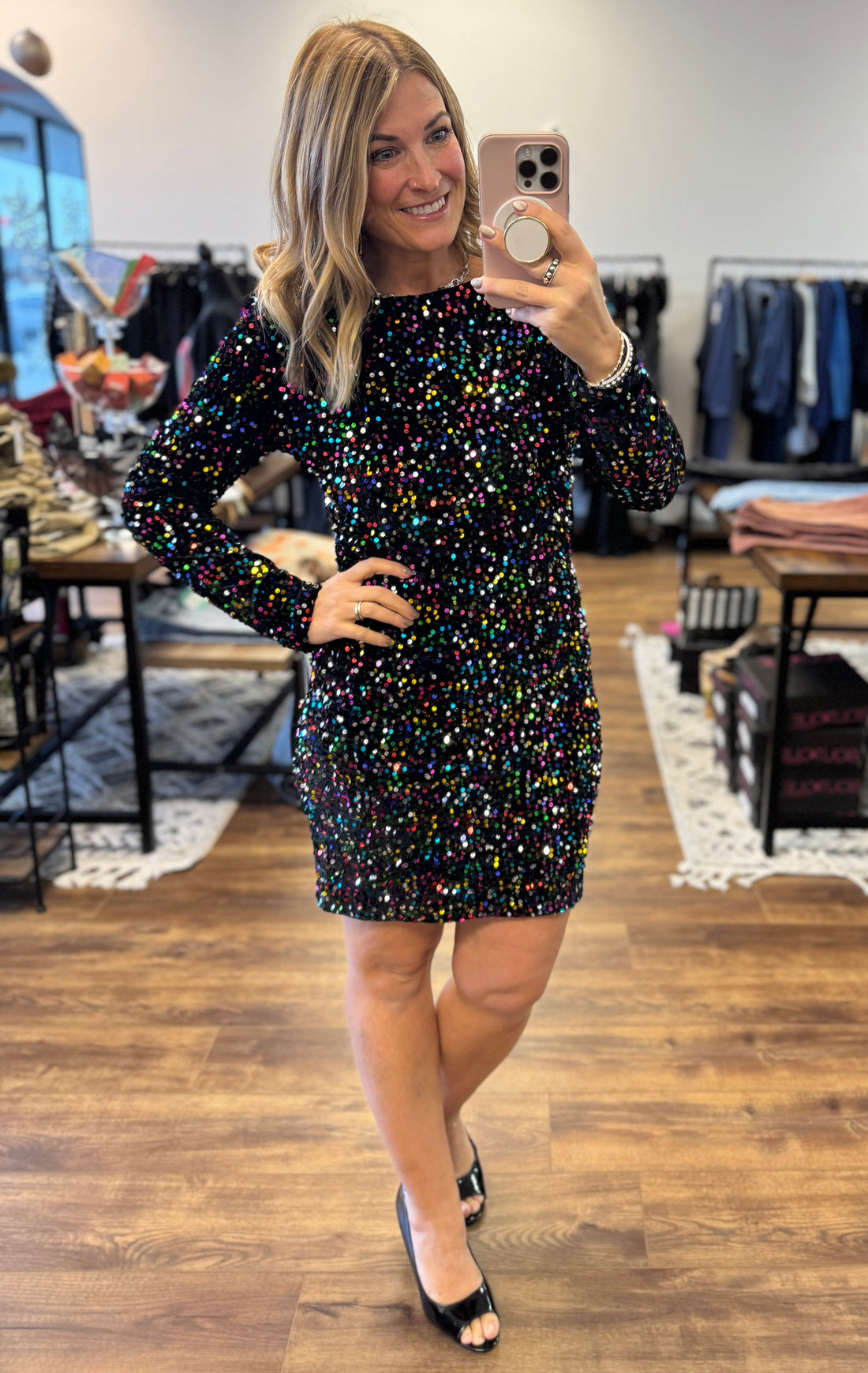 Crowd Pleaser Sequin Dress - Multi Color