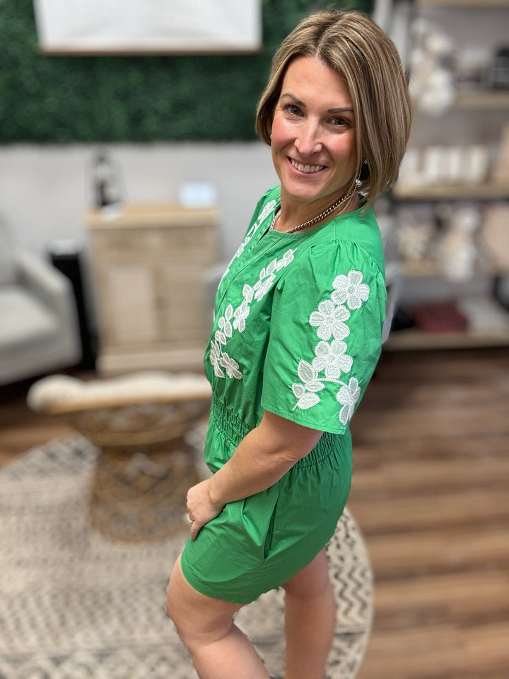 Clover Lane Embroidered Romper