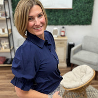 Liverpool - Snap Front Knit Shirt - Navy