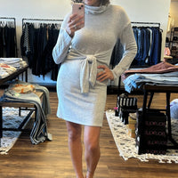 Long Sleeve Waist Tie Dress