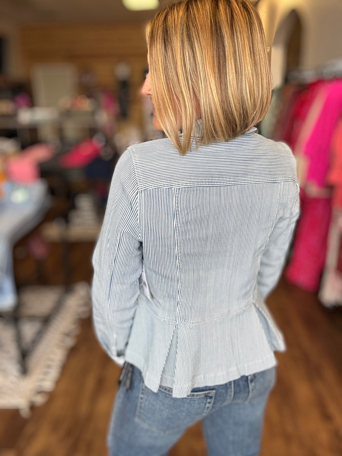 Liverpool - Pinstripe Peplum Jacket