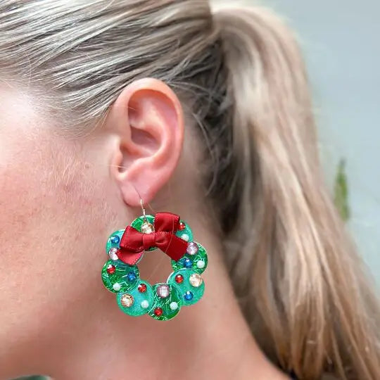 Festive Wreath Dangle Earrings