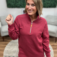 Miley - Vintage Quarter Zip Pullover - Maroon
