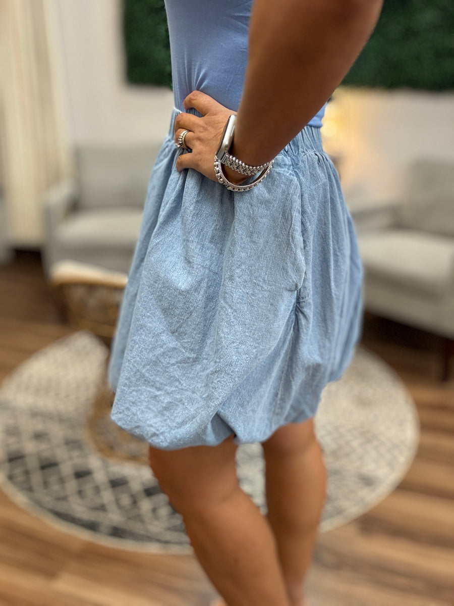 Bubble Hem Denim Skirt