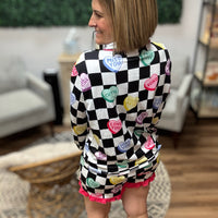 Checkered Conversation Hearts Pajama Set
