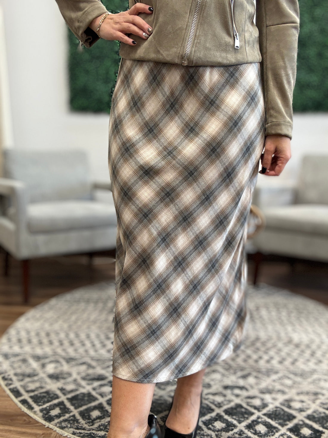 Tartan Plaid Midi Skirt