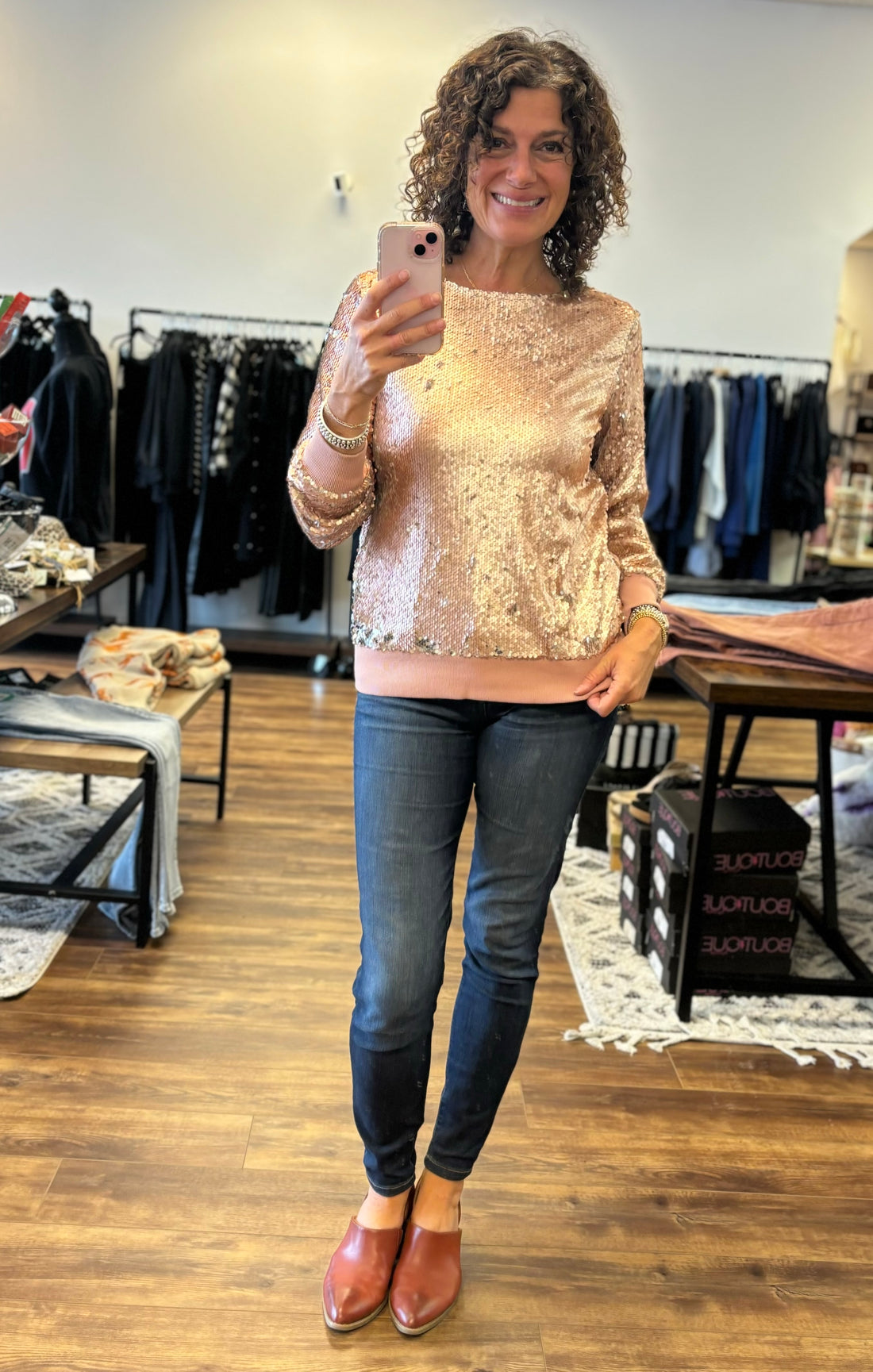 In the Spotlight Sequin Top - Rose Gold