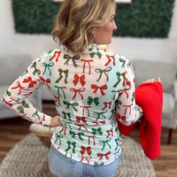 Keigan Mesh Top- Midnight Bow Christmas Edition