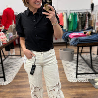 Liverpool - Stride Wide Leg Floral Cut Out Jeans