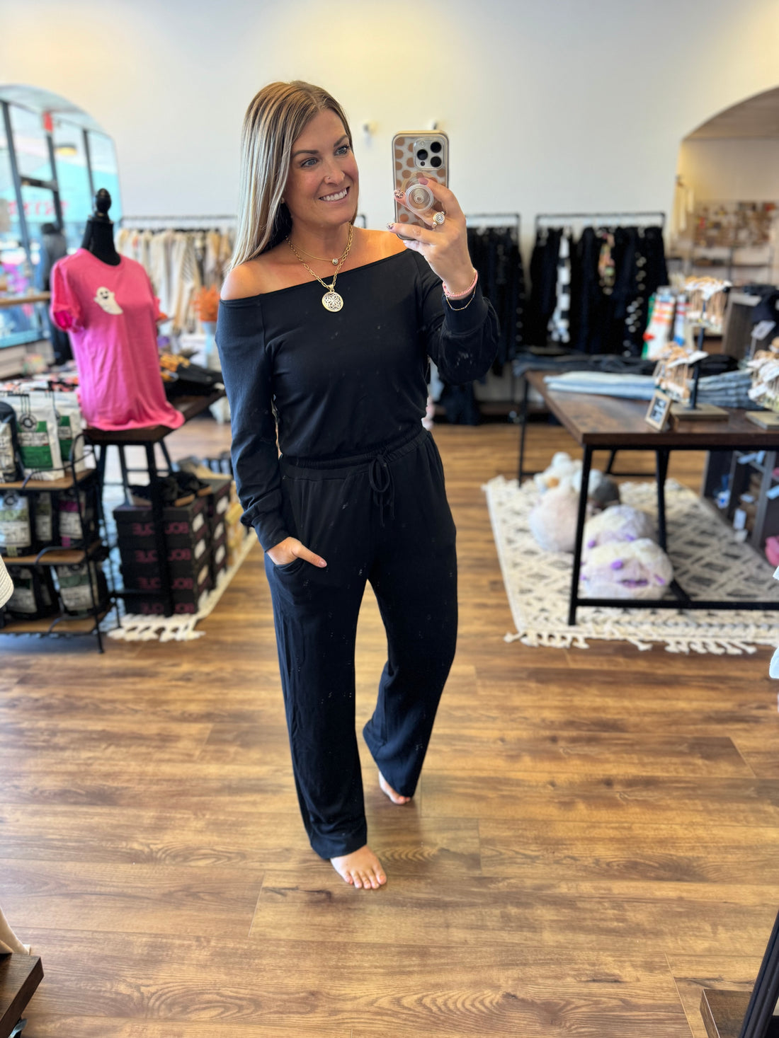 Off-the-Shoulder Lounge Jumpsuit