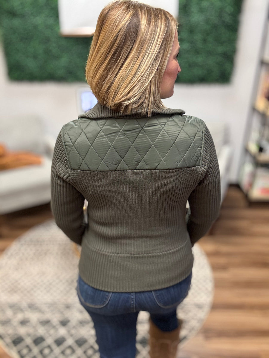 Liverpool - Quilted Zip Front Sweater Jacket