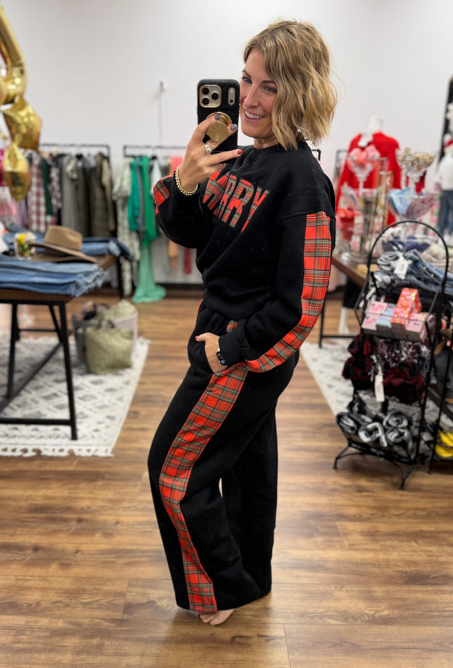 MERRY Plaid Pant Set