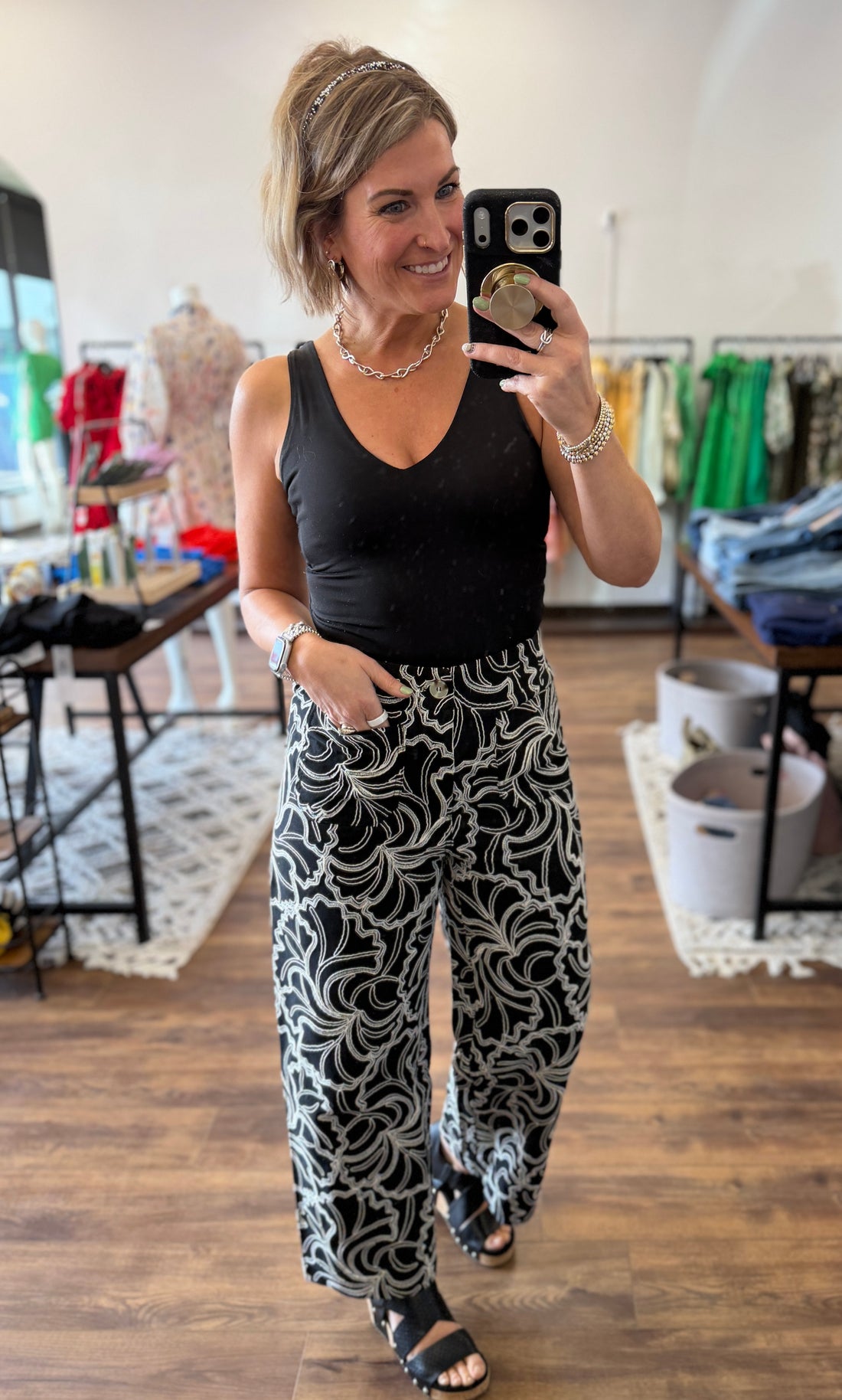 Midnight Magnolia Wide Leg Pants