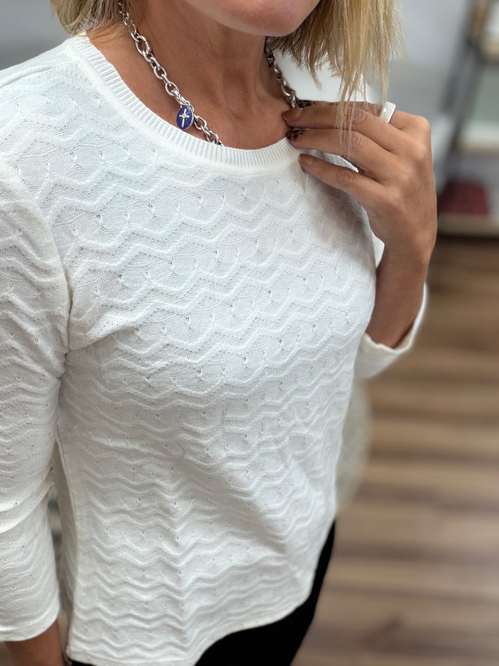 Liverpool - 3/4 Sleeve Lightweight Sweater with Rib Trim