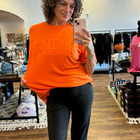 Embossed Oversized Go Team Tee - Orange