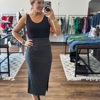 Ribbed Asymmetric Hem and Sleeve Top & Skirt Set