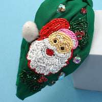 Santa Claus Christmas Holiday Seed Bead Headband