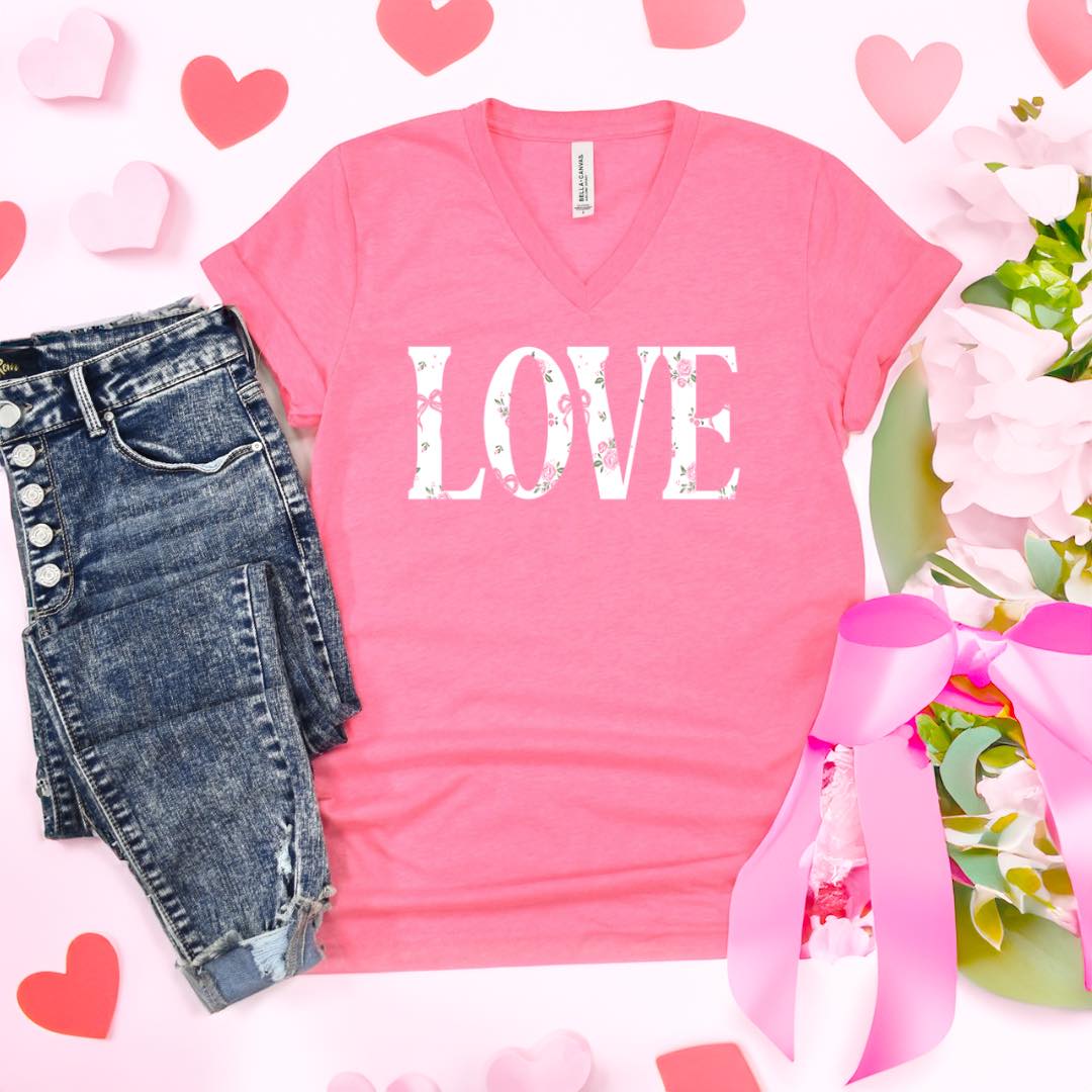 LOVE V-Neck Graphic Tee