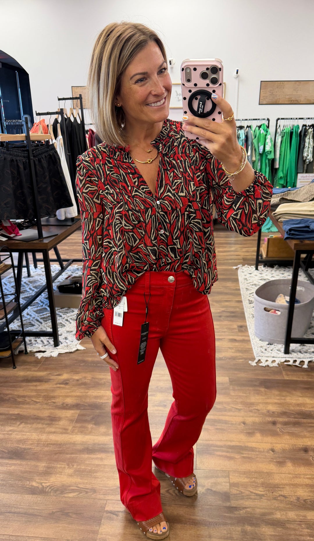 Liverpool - Long Sleeve Woven Blouse with Pintucks