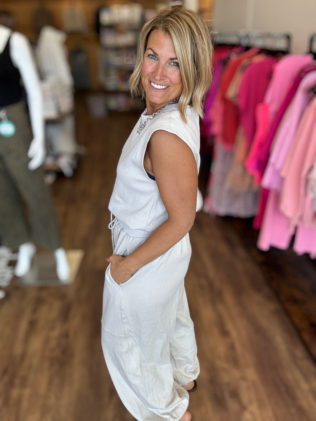 Riley Sleeveless Jumpsuit - Oatmilk